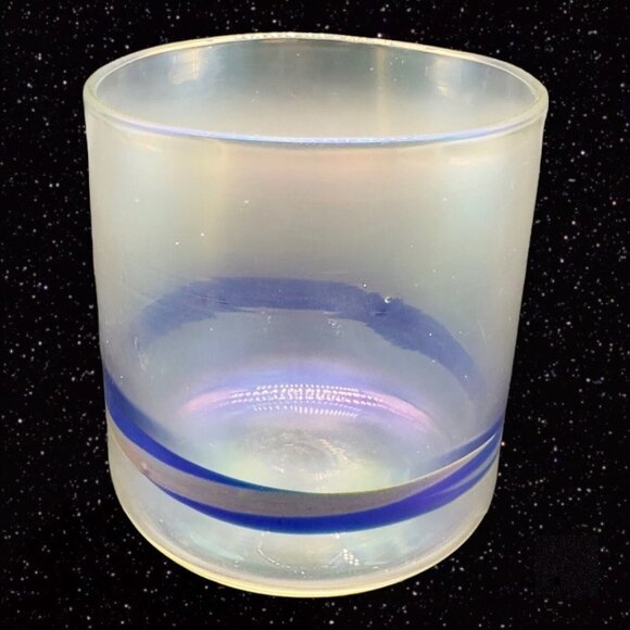 Studio Art Glass Juice Glasses Iridescent Hand Made Signed Roo Rum Set 6 Tumbler - Picture 13 of 14